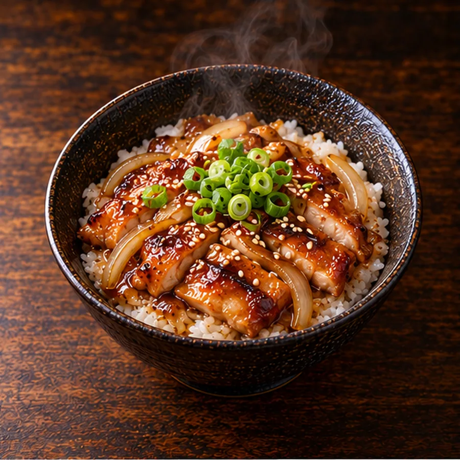 Donburi teriyaki, bol de riz et poulet laqué